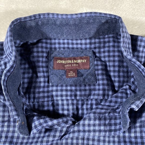 Johnston & Murphy Blue Checkered Casual Button Down Shirt - Picture 3 of 8
